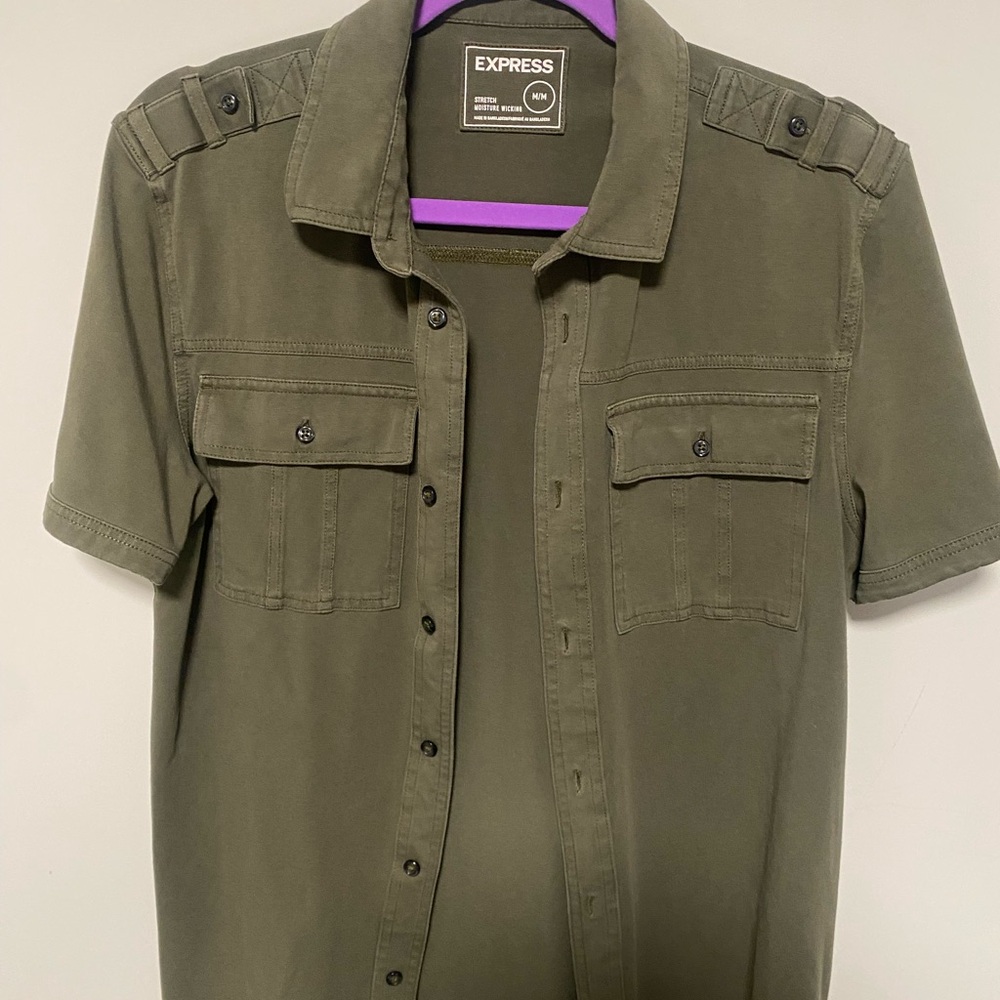 Express Casual Olive Button-Down Size S